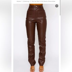 White fox BLACK leather pants